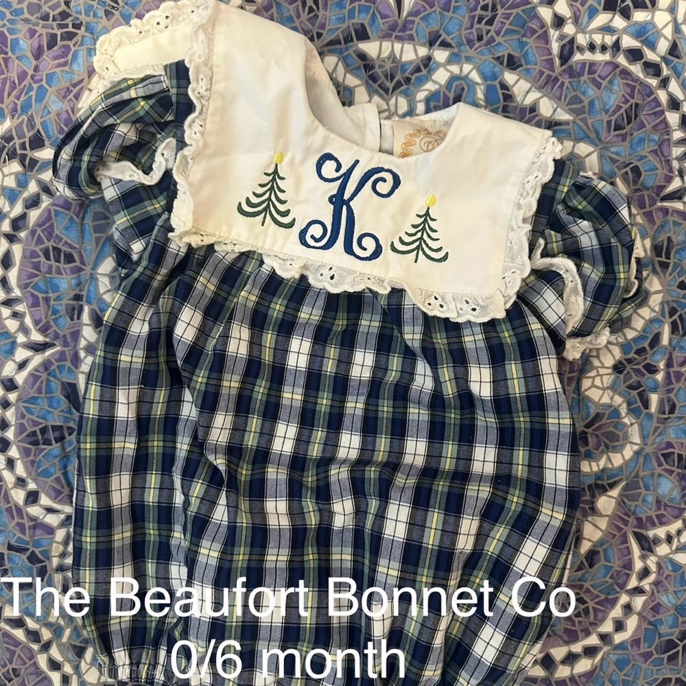 NWT TBBC Bea Louise Bubble Plaid 0-6M 
K Monogram